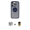 MARSİLYAN™- iPhone 16 Pro Max Kılıf Yörünge Çizgi - Siyah Buffer Cam Ekran Koruyucu + Pers Alüminyum Kamera Lens - GI