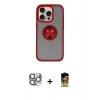 MARSİLYAN™- iPhone 16 Pro Max Kılıf Yörünge Çizgi - Siyah Buffer Cam Ekran Koruyucu + Pers Alüminyum Kamera Lens - GI