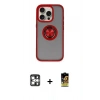MARSİLYAN™- iPhone 16 Pro Max Kılıf Yörünge Çizgi - Siyah Buffer Cam Ekran Koruyucu + Gümüş PVD Metal Kamera Lens