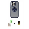 MARSİLYAN™- iPhone 16 Pro Max Kılıf Yörünge Çizgi - Siyah Buffer Cam Ekran Koruyucu + Natural Grey Raze Metal Kamera Lens
