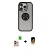 MARSİLYAN™- iPhone 16 Pro Max Kılıf Yörünge Çizgi - Siyah Buffer Cam Ekran Koruyucu + Natural Grey Raze Metal Kamera Lens