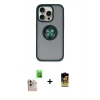 MARSİLYAN™- iPhone 16 Pro Max Kılıf Yörünge Çizgi - Siyah Buffer Cam Ekran Koruyucu + Natural Grey Raze Metal Kamera Lens