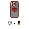 MARSİLYAN™- iPhone 16 Pro Max Kılıf Yörünge Çizgi - Siyah Buffer Cam Ekran Koruyucu + Pers Alüminyum Kamera Lens - GS
