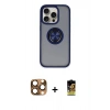 MARSİLYAN™- iPhone 16 Pro Max Kılıf Yörünge Çizgi - Siyah Buffer Cam Ekran Koruyucu + Pers Alüminyum Kamera Lens - CLTM