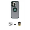 MARSİLYAN™- iPhone 16 Pro Max Kılıf Yörünge Çizgi - Siyah Buffer Cam Ekran Koruyucu + Pers Alüminyum Kamera Lens - GS