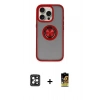 MARSİLYAN™- iPhone 16 Pro Max Kılıf Yörünge Çizgi - Siyah Buffer Cam Ekran Koruyucu + PVD Metal Kamera Lens - SH