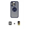 MARSİLYAN™- iPhone 16 Pro Max Kılıf Yörünge Çizgi - Siyah Buffer Cam Ekran Koruyucu + PVD Metal Kamera Lens - SH