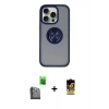 MARSİLYAN™- iPhone 16 Pro Max Kılıf Yörünge Çizgi - Siyah Buffer Cam Ekran Koruyucu + Raze Metal Kamera Lens - SH