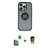 MARSİLYAN™- iPhone 16 Pro Max Kılıf Yörünge Çizgi - Siyah Buffer Cam Ekran Koruyucu + Raze Metal Kamera Lens - SH