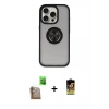 MARSİLYAN™- iPhone 16 Pro Max Kılıf Yörünge Çizgi - Siyah Buffer Cam Ekran Koruyucu + Raze Metal Kamera Lens - CLTM