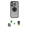 MARSİLYAN™- iPhone 16 Pro Max Kılıf Yörünge Çizgi - Siyah Buffer Cam Ekran Koruyucu + Raze Metal Kamera Lens - SH