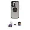 MARSİLYAN™- iPhone 16 Pro Max Kılıf Yörünge Çizgi - Siyah Buffer Hayalet Cam Ekran Koruyucu + Bilvis Titan Kamera Lens - SH