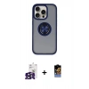 MARSİLYAN™- iPhone 16 Pro Max Kılıf Yörünge Çizgi - Siyah Buffer Hayalet Cam Ekran Koruyucu + Bilvis Titan Kamera Lens - SH