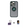 MARSİLYAN™- iPhone 16 Pro Max Kılıf Yörünge Çizgi - Siyah Buffer Hayalet Cam Ekran Koruyucu + Bilvis Titan Kamera Lens - SH