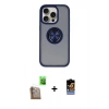 MARSİLYAN™- iPhone 16 Pro Max Kılıf Yörünge Çizgi - Siyah Buffer Hayalet Cam Ekran Koruyucu + Raze Metal Kamera Lens - CLTM