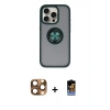 MARSİLYAN™- iPhone 16 Pro Max Kılıf Yörünge Çizgi - Siyah Buffer Hayalet Cam Ekran Koruyucu + Çöl Titanyum Pers Alüminyum Kamera Lens