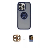 MARSİLYAN™- iPhone 16 Pro Max Kılıf Yörünge Çizgi - Siyah Buffer Hayalet Cam Ekran Koruyucu + Çöl Titanyum Pers Alüminyum Kamera Lens