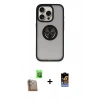 MARSİLYAN™- iPhone 16 Pro Max Kılıf Yörünge Çizgi - Siyah Buffer Hayalet Cam Ekran Koruyucu + Raze Metal Kamera Lens - CLTM