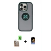 MARSİLYAN™- iPhone 16 Pro Max Kılıf Yörünge Çizgi - Siyah Buffer Hayalet Cam Ekran Koruyucu + Raze Metal Kamera Lens - CLTM