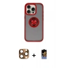 MARSİLYAN™- iPhone 16 Pro Max Kılıf Yörünge Çizgi - Siyah Buffer Hayalet Cam Ekran Koruyucu + Çöl Titanyum Pers Alüminyum Kamera Lens