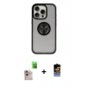 MARSİLYAN™- iPhone 16 Pro Max Kılıf Yörünge Çizgi - Siyah Buffer Hayalet Cam Ekran Koruyucu + Raze Metal Kamera Lens - NLGY
