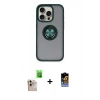 MARSİLYAN™- iPhone 16 Pro Max Kılıf Yörünge Çizgi - Siyah Buffer Hayalet Cam Ekran Koruyucu + Raze Metal Kamera Lens - NLGY