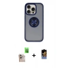 MARSİLYAN™- iPhone 16 Pro Max Kılıf Yörünge Çizgi - Siyah Buffer Hayalet Cam Ekran Koruyucu + Raze Metal Kamera Lens - NLGY
