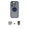 MARSİLYAN™- iPhone 16 Pro Max Kılıf Yörünge Çizgi - Siyah Buffer Hayalet Cam Ekran Koruyucu + Pers Alüminyum Kamera Lens - GI