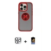 MARSİLYAN™- iPhone 16 Pro Max Kılıf Yörünge Çizgi - Siyah Buffer Hayalet Cam Ekran Koruyucu + Pers Alüminyum Kamera Lens - GI
