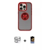 MARSİLYAN™- iPhone 16 Pro Max Kılıf Yörünge Çizgi - Siyah Buffer Hayalet Cam Ekran Koruyucu + Pers Alüminyum Kamera Lens - GS