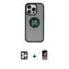 MARSİLYAN™- iPhone 16 Pro Max Kılıf Yörünge Çizgi - Siyah Buffer Hayalet Cam Ekran Koruyucu + PVD Metal Kamera Lens - GD