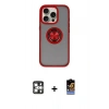 MARSİLYAN™- iPhone 16 Pro Max Kılıf Yörünge Çizgi - Siyah Buffer Hayalet Cam Ekran Koruyucu + PVD Metal Kamera Lens - GS