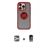 MARSİLYAN™- iPhone 16 Pro Max Kılıf Yörünge Çizgi - Siyah Buffer Hayalet Cam Ekran Koruyucu + PVD Metal Kamera Lens - GD