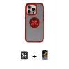 MARSİLYAN™- iPhone 16 Pro Max Kılıf Yörünge Çizgi - Siyah Buffer Hayalet Cam Ekran Koruyucu + Siyah PVD Metal Kamera Lens
