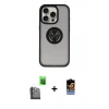 MARSİLYAN™- iPhone 16 Pro Max Kılıf Yörünge Çizgi - Siyah Buffer Hayalet Cam Ekran Koruyucu + Raze Metal Kamera Lens - SH