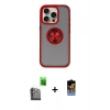 MARSİLYAN™- iPhone 16 Pro Max Kılıf Yörünge Çizgi - Siyah Buffer Hayalet Cam Ekran Koruyucu + Raze Metal Kamera Lens - SH