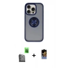 MARSİLYAN™- iPhone 16 Pro Max Kılıf Yörünge Çizgi - Siyah Buffer Hayalet Cam Ekran Koruyucu + Raze Metal Kamera Lens - SH