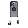 MARSİLYAN™- iPhone 16 Pro Max Kılıf Yörünge Çizgi - Siyah Buffer Hayalet Cam Ekran Koruyucu + Bilvis Titan Kamera Lens - TMGI