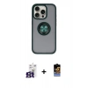 MARSİLYAN™- iPhone 16 Pro Max Kılıf Yörünge Çizgi - Siyah Buffer Hayalet Cam Ekran Koruyucu + Bilvis Titan Kamera Lens - TMGI