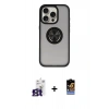 MARSİLYAN™- iPhone 16 Pro Max Kılıf Yörünge Çizgi - Siyah Buffer Hayalet Cam Ekran Koruyucu + Bilvis Titan Kamera Lens - TMGI