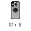 MARSİLYAN™- iPhone 16 Pro Max Kılıf Yörünge Çizgi - Siyah Joko Magic 5D Cam + Pers Alüminyum Kamera Lens - GS