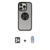 MARSİLYAN™- iPhone 16 Pro Max Kılıf Yörünge Çizgi - Siyah Joko Magic 5D Cam + PVD Metal Kamera Lens - GD