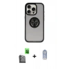 MARSİLYAN™- iPhone 16 Pro Max Kılıf Yörünge Çizgi - Siyah Joko Magic 5D Cam + Raze Metal Kamera Lens - SH