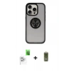 MARSİLYAN™- iPhone 16 Pro Max Kılıf Yörünge Çizgi - Siyah Joko Magic 5D Hayalet Cam + Raze Metal Kamera Lens - BZ