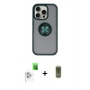 MARSİLYAN™- iPhone 16 Pro Max Kılıf Yörünge Çizgi - Siyah Joko Magic 5D Hayalet Cam + Raze Metal Kamera Lens - BZ