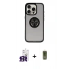 MARSİLYAN™- iPhone 16 Pro Max Kılıf Yörünge Çizgi - Siyah Joko Magic 5D Hayalet Cam + Bilvis Titan Kamera Lens - SH