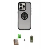 MARSİLYAN™- iPhone 16 Pro Max Kılıf Yörünge Çizgi - Siyah Joko Magic 5D Hayalet Cam + Raze Metal Kamera Lens - CLTM