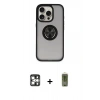 MARSİLYAN™- iPhone 16 Pro Max Kılıf Yörünge Çizgi - Siyah Joko Magic 5D Hayalet Cam + PVD Metal Kamera Lens - GS