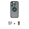 MARSİLYAN™- iPhone 16 Pro Max Kılıf Yörünge Çizgi - Siyah Joko Magic 5D Hayalet Cam + Pers Alüminyum Kamera Lens - GS