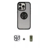 MARSİLYAN™- iPhone 16 Pro Max Kılıf Yörünge Çizgi - Siyah Joko Magic 5D Hayalet Cam + Pers Alüminyum Kamera Lens - GI